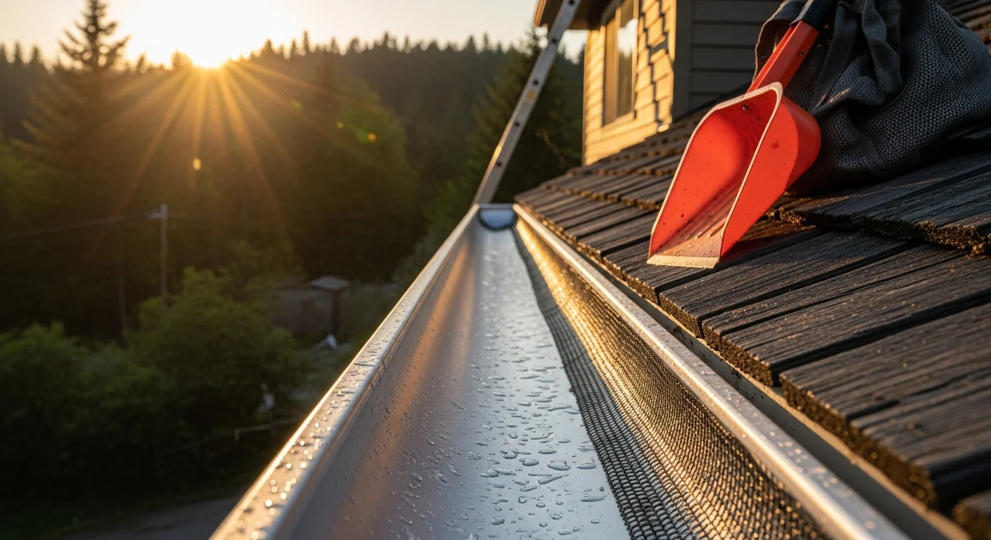 Gutter cleaning service being performed on a residential home in Spokane Valley, WA
