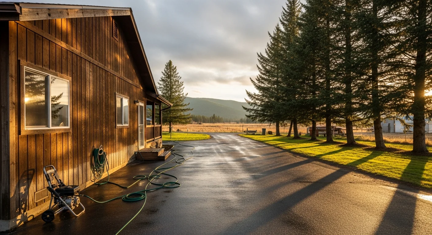 Rural Colville property with mature trees and open land, showing typical Stevens County residential setting.
