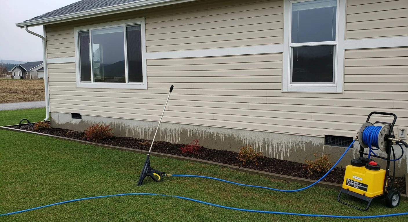 A two-story home in Colville, WA with clean, streak-free siding after a professional house washing service by FireFly Home Service. The exterior shows no visible mold, algae staining, or dirt buildup on the siding, trim, or eaves.